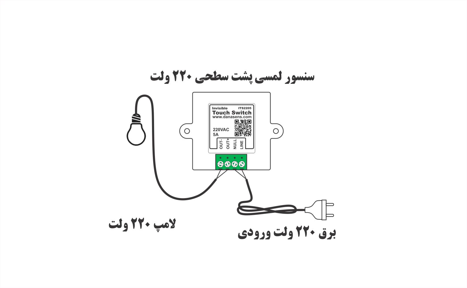 نقشه نصب سنسور لمسی پشت سطحی 220 ولت